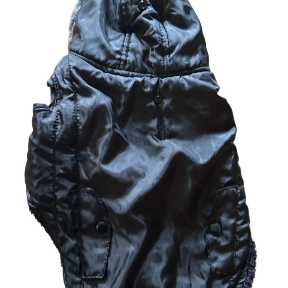 Black Hooded Dog Jacket - size medium